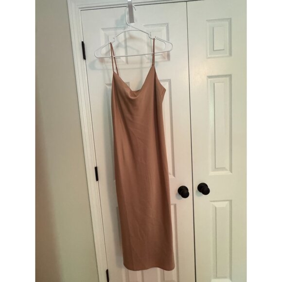 Banana Republic Cowl Neck Satin Midi Slip Dress, Champagne - Size M Medium - Picture 4 of 7